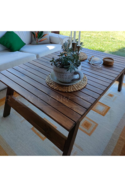 raweyn Mia Ahşap Orta Sehpa Ahşap Ayak- Bahçe ve Balkon Sehpası-120x80x55 cm