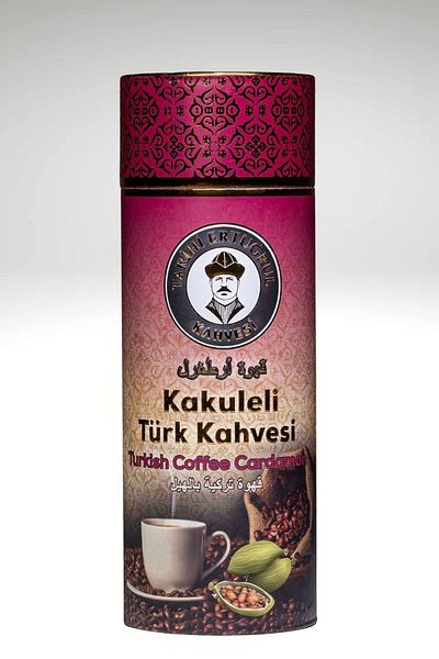 Tarihi Ertuğrul Kahvesi Turkish Coffee Cylinder Box with Cardamom 1000 G