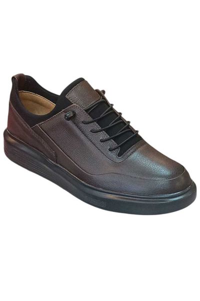 oktay kundura 100% Leather Brown Orthopedic High Sole Men's Sneaker Casual Shoes Bms B505