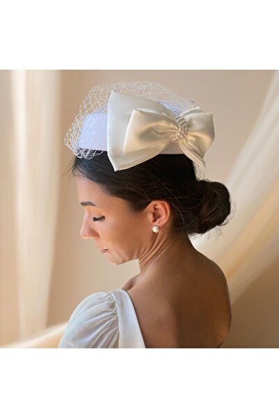 Lily and Bride Gelin Saç Aksesuarı Nikah Nişan Gelin Şapkası Beyaz Şapka Nika...
