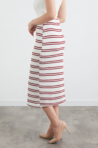Fulla Moda Striped Elastic Waist Knitwear Skirt