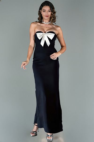 ALFUDO Moda Collection Women's Midi Bow Detailed Evening Dress