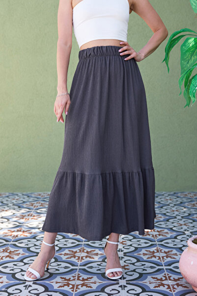 Fulla Moda Bürümcük Fabric Elastic Waist Skirt