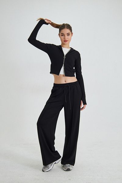 The Champ Clothing Pantaloni de damă cu picioare largi, croiți la comandă, din țesătură modal