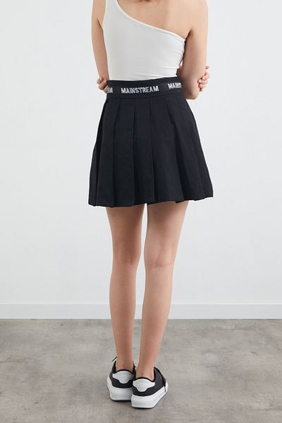 Fulla Moda Text Printed Zippered Terikoton Shorts Skirt