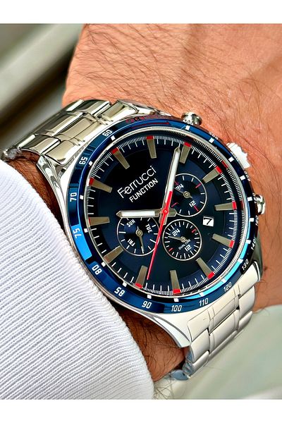 Ferrucci Navy Blue Dial Funciton Multi Function 3 Atm Waterproof Men's Wristwatch