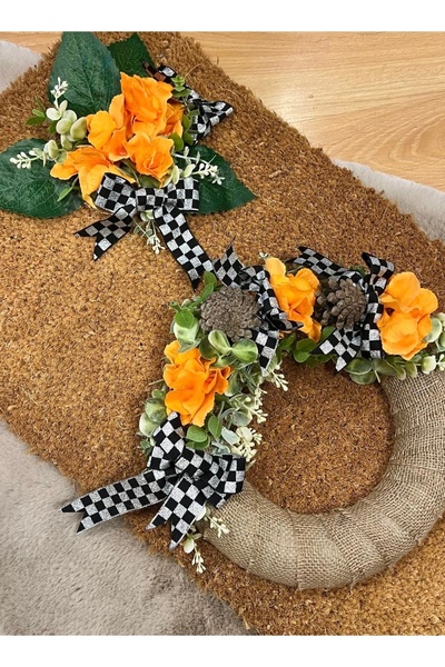 Marrone مجموعة ممسحة زخرفة الباب الأصلية المزدوجة