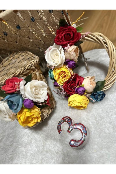 Marrone Door Ornament and Wicker Basket Double Set