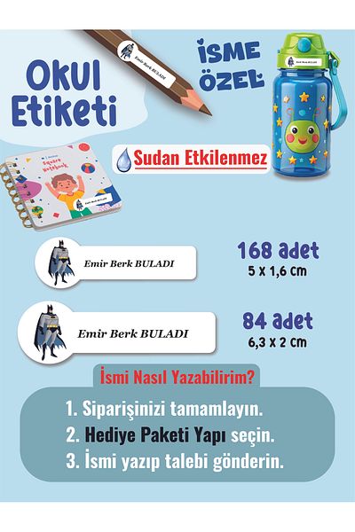 YUNUS COPY School Label Pen Notebook Label Betmen Themed Special Name Writable Label - 252Pcs