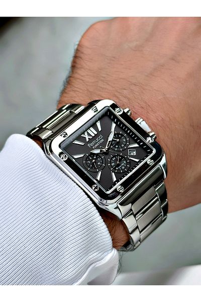 Ferrucci Square Model Functional Men's Wristwatch Gray Color