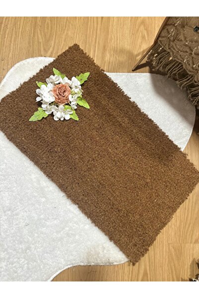 Marrone Çiçekli Paspas Kapı Önü paspası