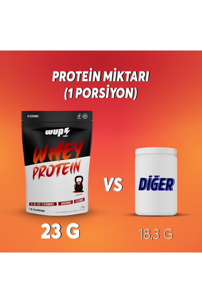 Water Up WUP Whey Protein, B1-B6-B12-C, Arjinin, Glutamin, Doğal Kakao, Çikolata, 576 gr 16 Servis
