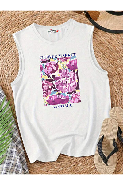 FAVORİST تي شيرت صيفي بدون أكمام من القطن للنساء من Flowers of the City