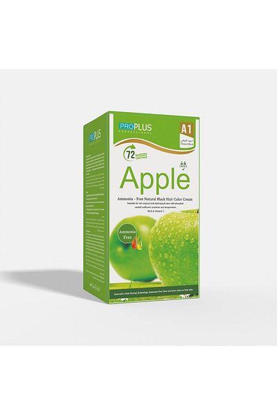 Pro Plus Professional كريم تلوين الشعر خالي من الأمونيا بنكهة التفاح 500 مل مثبت للشعر 500 مل تفاح (أسود طبيعي A1)