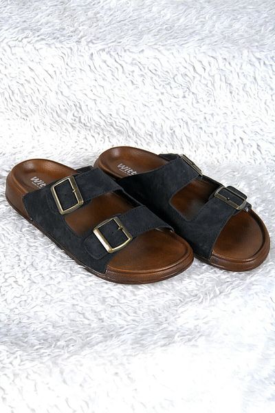Witta Orthopedic Daily Non-Slip Sole Soft Leather Buckle Home Out Men's Slippers
