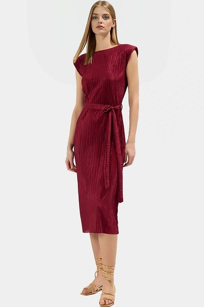 PayBuy Stylish Women's Midi Length Pleated Dress Polyester Fabric Daily Use Comfortable Cut Quality Craftsmanship