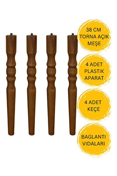 HAMADEX 38 Cm Açık Meşe Ahşap Torna Ayak Sehpa Ayağı, Sandalye Ayağı, Tv Ünit...