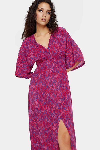 PayBuy Very Ethnic Patterned Midi Viscose Dress A-Line Three Quarter Sleeve Summer Distinguished Material