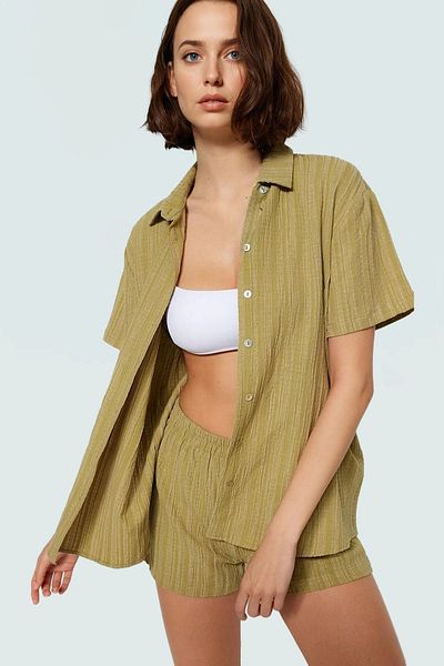 PayBuy Summer Linen Blended Oversize Shirt Shorts Set Casual Beach Combination and Stylish Elegantane Design