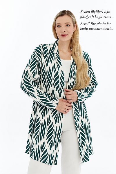 Laden Plus Size Summer Spring Women's Oversized Mother Thin Long Patterned Khaki Cardigan