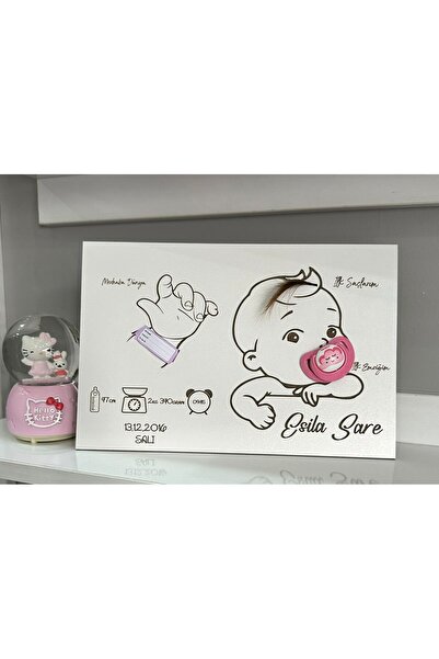 Ste Desing Kişiye Özel Bebeğimin İlk Saçı, Hastane Bilekliği, Doğum Bilgi Anı Panosu, Yeni Doğan Çerçeve