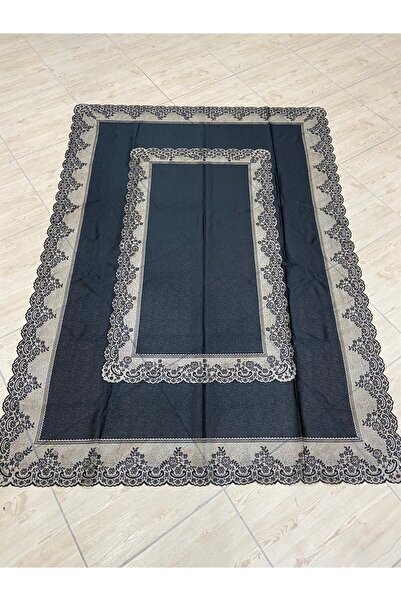 biocotton Față de masă fără griji din dantelă Față de masă din tul Design elegant Față de masă de culoare neagră