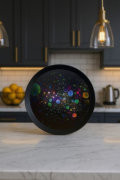 Makri 36 cm Diameter Stylish and Decorative Patterned Round Serving Tray