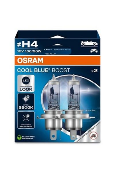 Osram Set de 2 becuri auto H4 12V 100/90W, Osram Cool Blue Boost, 5000K