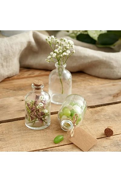 Rotanev 12Pcs Clear Glass Shot Bottle with Cork Stopper Gift Cologne Fragrance Ornament Multi-Purpose Bottle 50ml