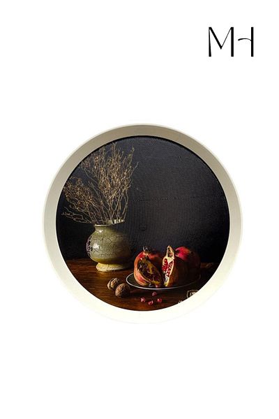 Makri 36 cm Diameter Stylish and Decorative Patterned Round Serving Tray