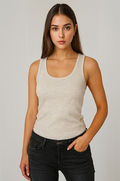 MİO ESTİLO Novelle Wide Strap Ribbed Tank Top