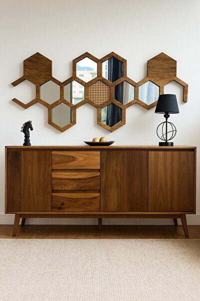 arykanda TLOS HONEY DEKORATİF DUVAR AYNASI - HAZERAN AYNA - AHŞAP AYNA