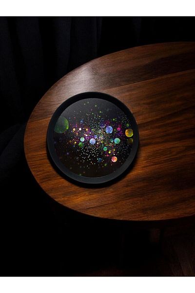 Makri 36 cm Diameter Stylish and Decorative Patterned Round Serving Tray