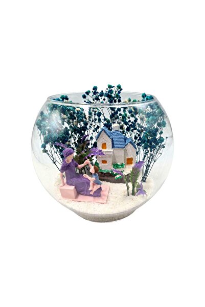 maya sanat Teraryum Akvaryum Cam Fanus Anne Bebek Yeni Doğan Hoş Geldin Bebeğim Erkek ( Özel Üretim Başörtülü )