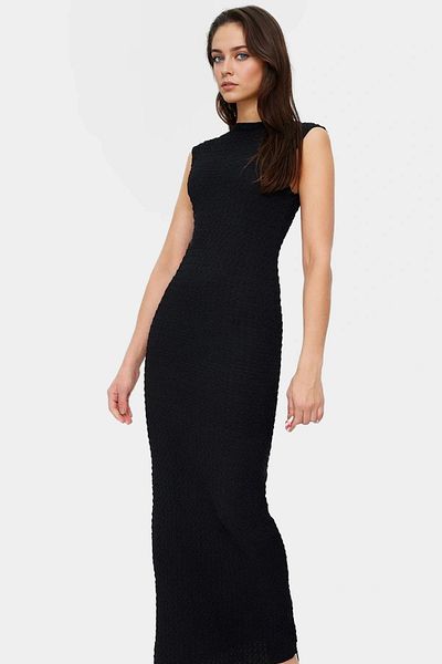 PayBuy Stylish Summer Knitted Midi Dress Bodycon Mold Boat Neck Stretchy Fabric Comfortable and