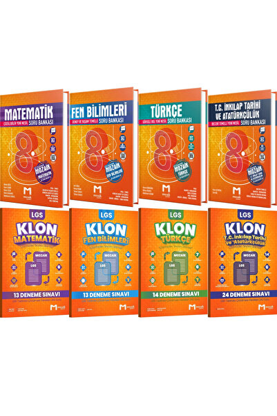 Mozaik Yayınları Mozaik 8. Sınıf Lgs Matematik Fen Türkçe Sosyal Soru Bankası Ve Klon Branş Deneme Seti 8 Kitap 2025