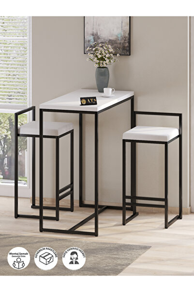 ATS Dekor 2'li Sandalye Ve Bar Masası Takımı