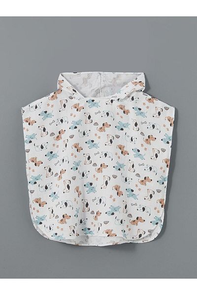 LC Waikiki Lcwk Hooded Printed Baby Boy Muslin Poncho