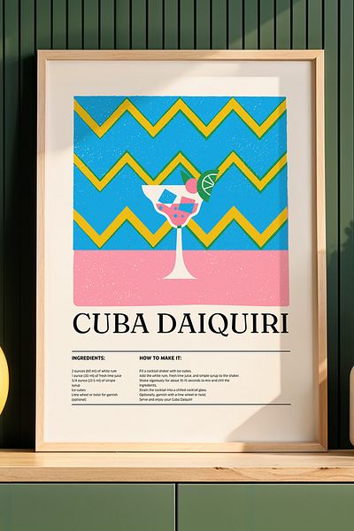 HİGUERA Cocktail BAR Cuba Daiquiri Rum Cu Cadru din Lemn Natural Tablou de perete pentru Bucătărie