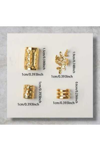 Bacoss Bohem Saç Halkası Saç Küpesi Yapraklı Model Seti 10 Lu Hair Charms ( Bc-1138 )
