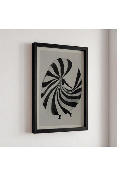 HİGUERA Pictură de perete cu cadru din lemn natural pentru femeie dansatoare în mișcare în spirală abstractă