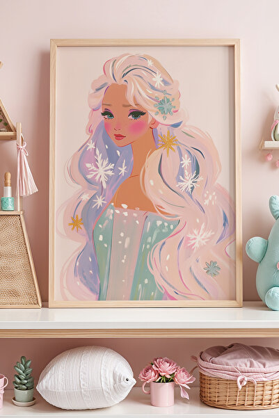 HİGUERA Θέμα Princess - Κίτρινα μαλλιά Frozen Princess Girl Παιδικό δωμάτιο Ξ...