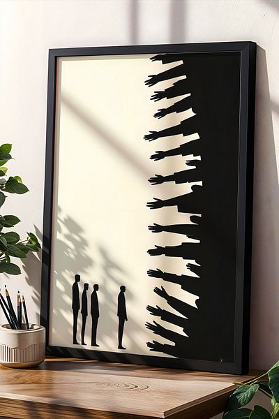 HİGUERA Figurine umane Set de pictură murală cu rame din lemn natural dublu abstract roșu