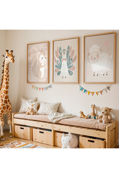 HİGUERA Σετ ζωγραφικής 3 τεμαχίων με φυσικό ξύλινο πλαίσιο για παιδικό δωμάτι...