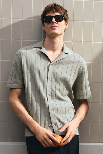 H&M Regular Fit Linen-blend Resort Shirt