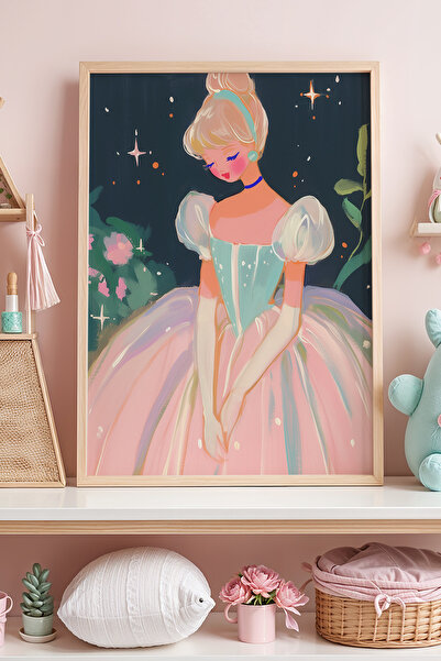HİGUERA Θέμα Princess - Princess Girl's Room Ζωγραφική τοίχου με ξύλινο πλαίσ...