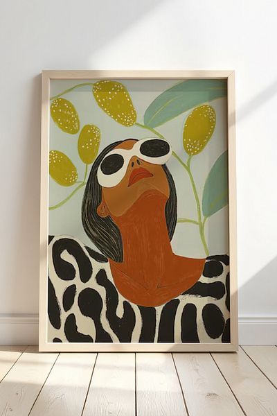 HİGUERA Ochelari de soare atrăgătoare pentru femei Decor curajos și impresionant Pictură cu cadru din lemn natural