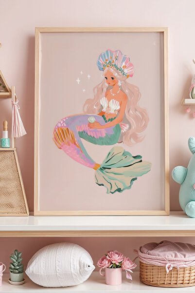 HİGUERA Θέμα Princess - Pastel Princess Mermaid Girl Παιδικό Δωμάτιο Ξύλινο Π...