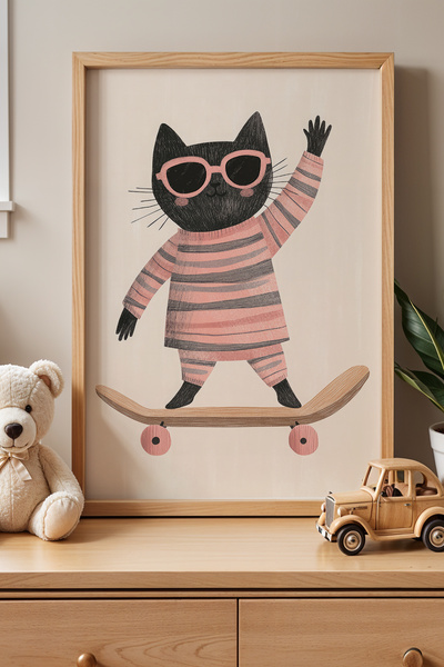 HİGUERA Πίνακας τοίχου με ξύλινο πλαίσιο για παιδικό δωμάτιο και βρεφικό δωμά...