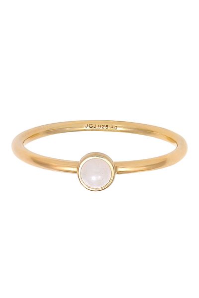 ELLI Ring Ladies Stack Basic Minimal With Rose Quartz In 925 Sterling Silver Gold Plated
